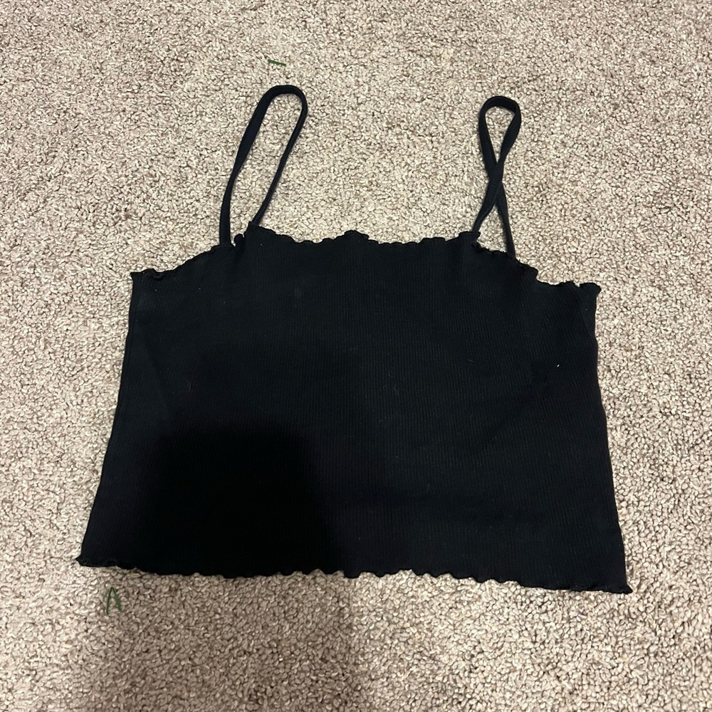 Black Ribbed Crop Top